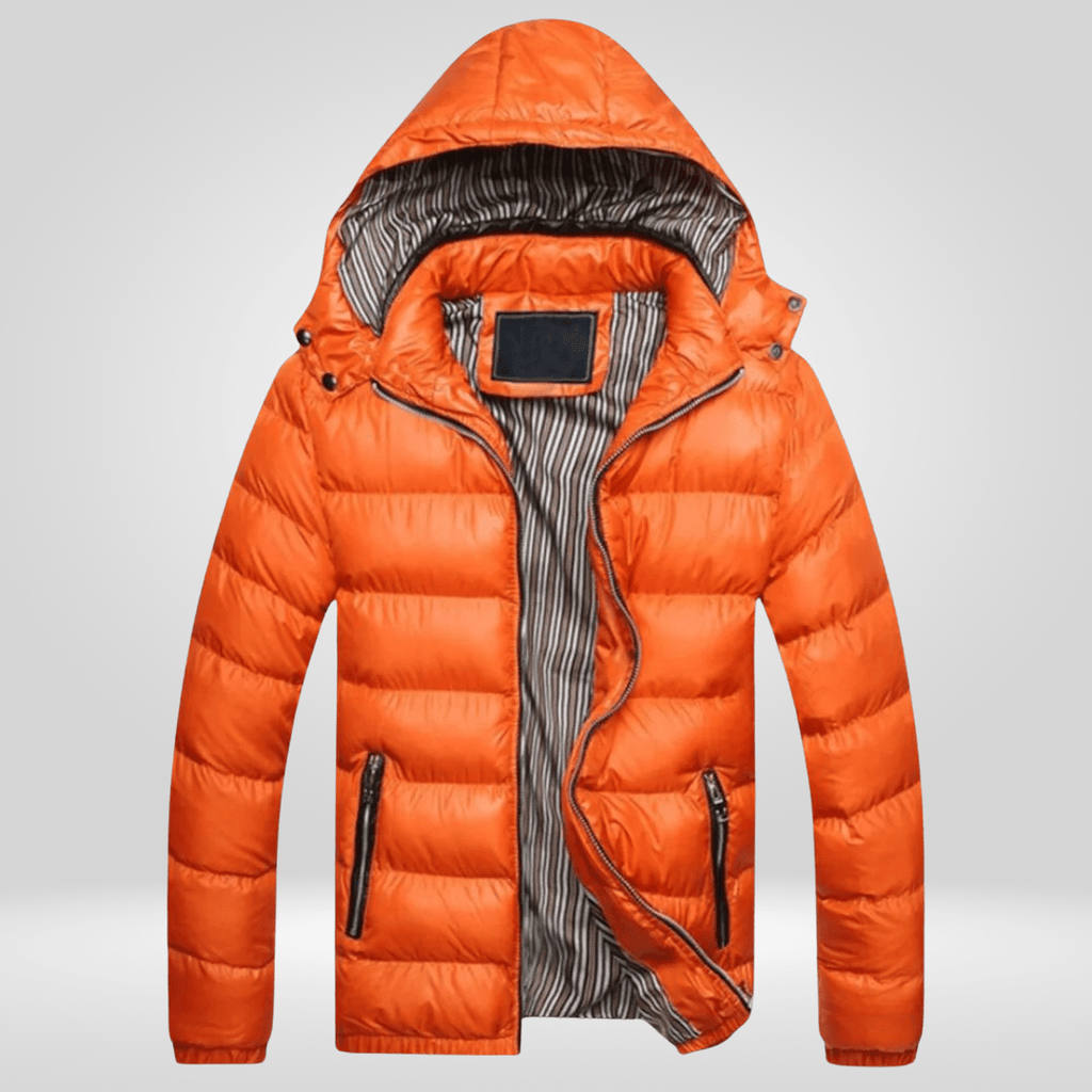 Kurtka Męska Zimowa | Pikowana z kapturem i zamkiem błyskawicznym - Arkadya Outlet - Jackets