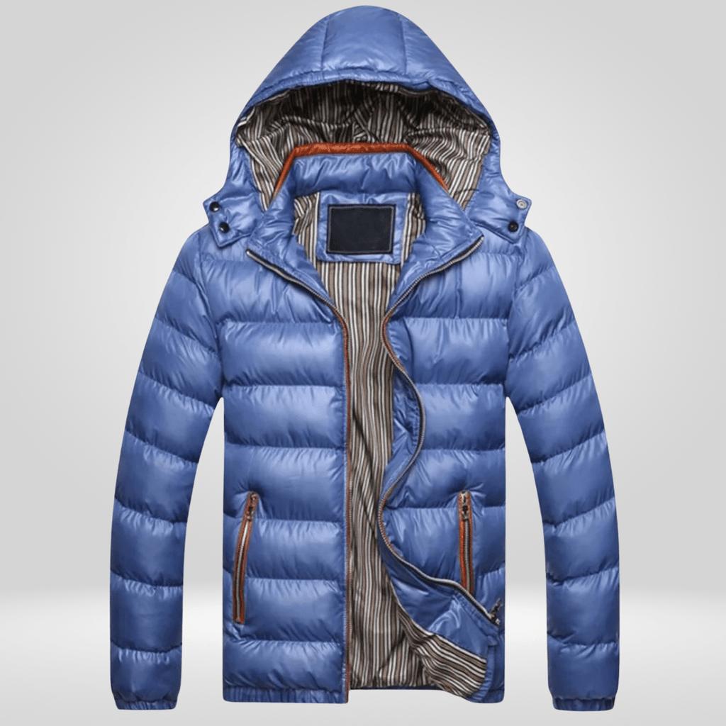 Kurtka Męska Zimowa | Pikowana z kapturem i zamkiem błyskawicznym - Arkadya Outlet - Jackets