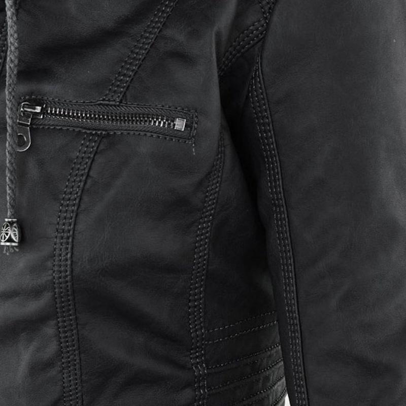 Kurtka Motocyklowa Damska | Dopasowany Krój z Odpinana Kapturem - Arkadya Outlet - Jackets