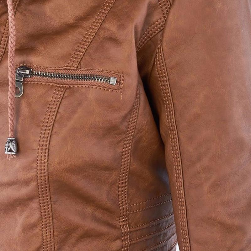 Kurtka Motocyklowa Damska | Dopasowany Krój z Odpinana Kapturem - Arkadya Outlet - Jackets