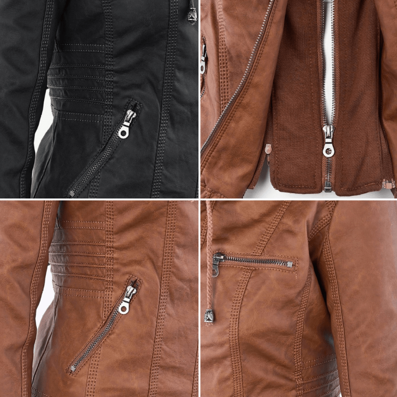 Kurtka Motocyklowa Damska | Dopasowany Krój z Odpinana Kapturem - Arkadya Outlet - Jackets