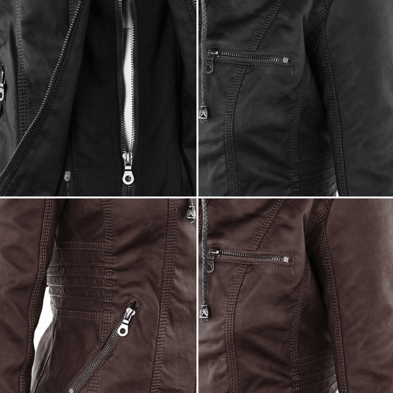 Kurtka Motocyklowa Damska | Dopasowany Krój z Odpinana Kapturem - Arkadya Outlet - Jackets