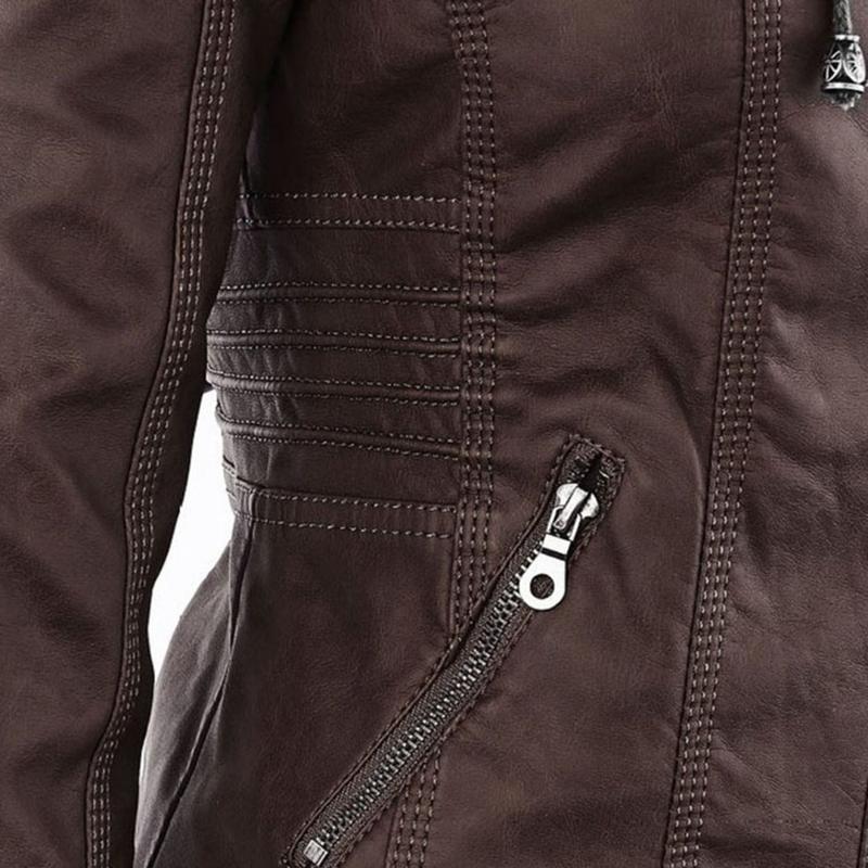 Kurtka Motocyklowa Damska | Dopasowany Krój z Odpinana Kapturem - Arkadya Outlet - Jackets