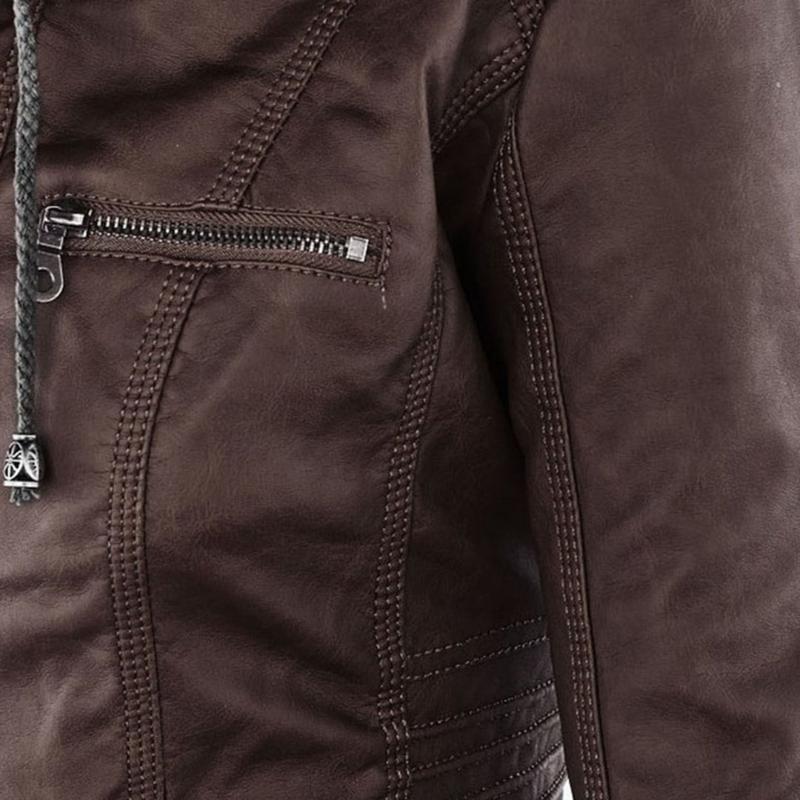 Kurtka Motocyklowa Damska | Dopasowany Krój z Odpinana Kapturem - Arkadya Outlet - Jackets