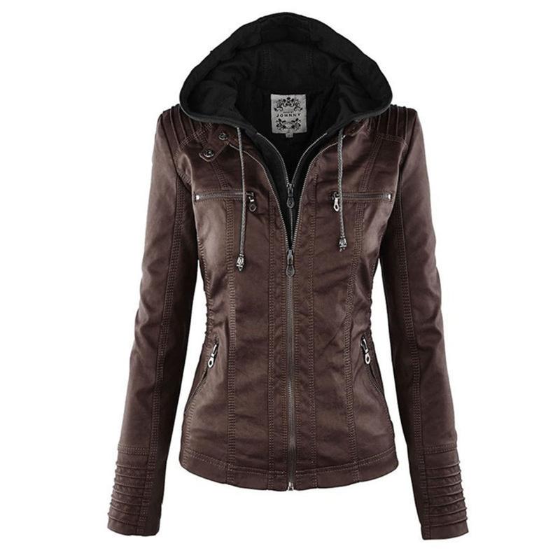 Kurtka Motocyklowa Damska | Dopasowany Krój z Odpinana Kapturem - Arkadya Outlet - Jackets