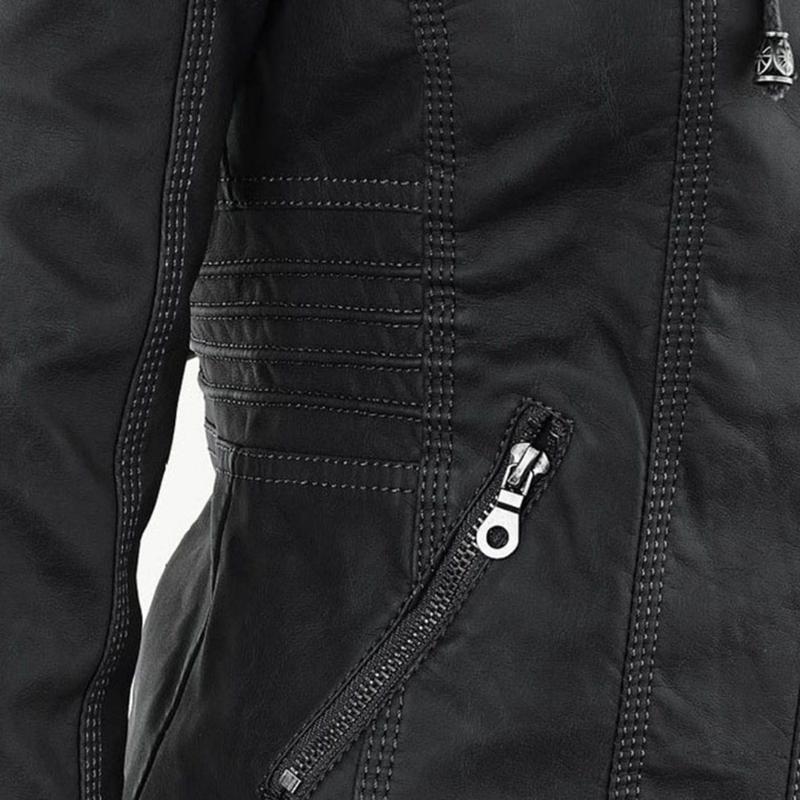 Kurtka Motocyklowa Damska | Dopasowany Krój z Odpinana Kapturem - Arkadya Outlet - Jackets
