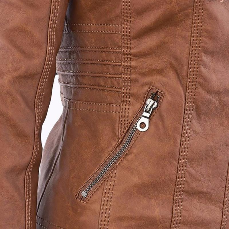 Kurtka Motocyklowa Damska | Dopasowany Krój z Odpinana Kapturem - Arkadya Outlet - Jackets