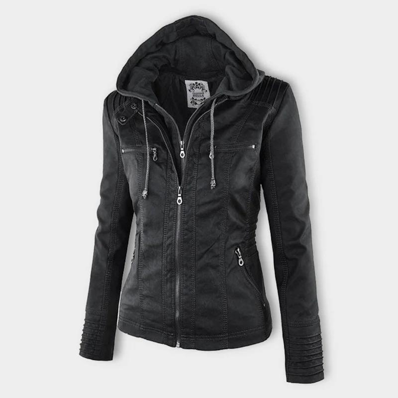 Kurtka Motocyklowa Damska | Dopasowany Krój z Odpinana Kapturem - Arkadya Outlet - Jackets