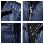 Kurtka motocyklowa męska dopasowany krój pikowane ramiona kołnierz - Arkadya Outlet - Men Jacket