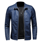 Kurtka motocyklowa męska dopasowany krój pikowane ramiona kołnierz - Arkadya Outlet - Men Jacket