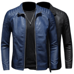 Kurtka motocyklowa męska dopasowany krój pikowane ramiona kołnierz - Arkadya Outlet - Men Jacket