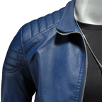 Kurtka motocyklowa męska dopasowany krój pikowane ramiona kołnierz - Arkadya Outlet - Men Jacket