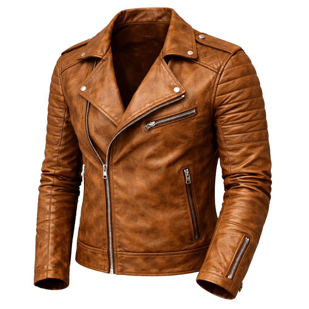 Kurtka motocyklowa męska kieszenie zapinane wyraźna sylwetka - Arkadya Outlet - Men Jacket