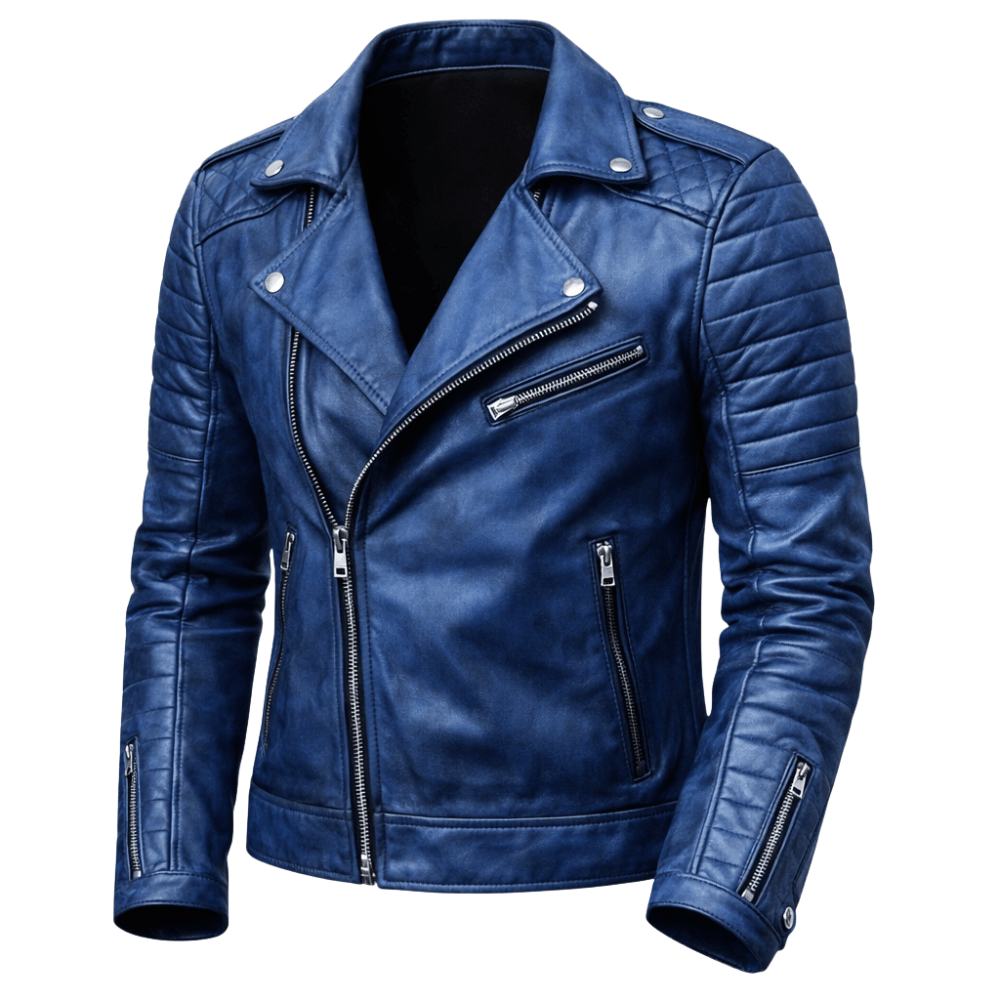 Kurtka motocyklowa męska kieszenie zapinane wyraźna sylwetka - Arkadya Outlet - Men Jacket