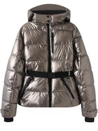 Kurtka Narciarska Damska | Pikowana z Regulowanym Paskiem i Kapturem - Arkadya Outlet - Jackets