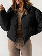 Kurtka Puchowa Damska | Luźny Krój z Zamkiem na Całej Długości - Arkadya Outlet - Jackets