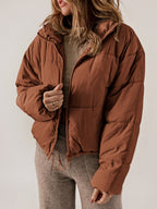Kurtka Puchowa Damska | Luźny Krój z Zamkiem na Całej Długości - Arkadya Outlet - Jackets