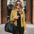 Kurtka Skórzana Męska | Dopasowany Krój z Ustrukturyzowanym Przodem - Arkadya Outlet - Jackets
