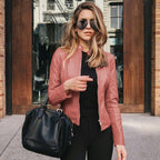 Kurtka Skórzana Męska | Dopasowany Krój z Ustrukturyzowanym Przodem - Arkadya Outlet - Jackets