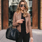 Kurtka Skórzana Męska | Dopasowany Krój z Ustrukturyzowanym Przodem - Arkadya Outlet - Jackets