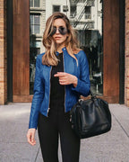 Kurtka Skórzana Męska | Dopasowany Krój z Ustrukturyzowanym Przodem - Arkadya Outlet - Jackets