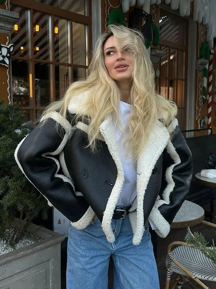 Kurtka Zimowa Damska | Krótki Krój z Luźnym Dopasowaniem - Arkadya Outlet - Jackets