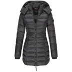 Kurtka Zimowa Damska | Pikowana z Odpinany Kapturem i Kieszeniami - Arkadya Outlet - Jackets