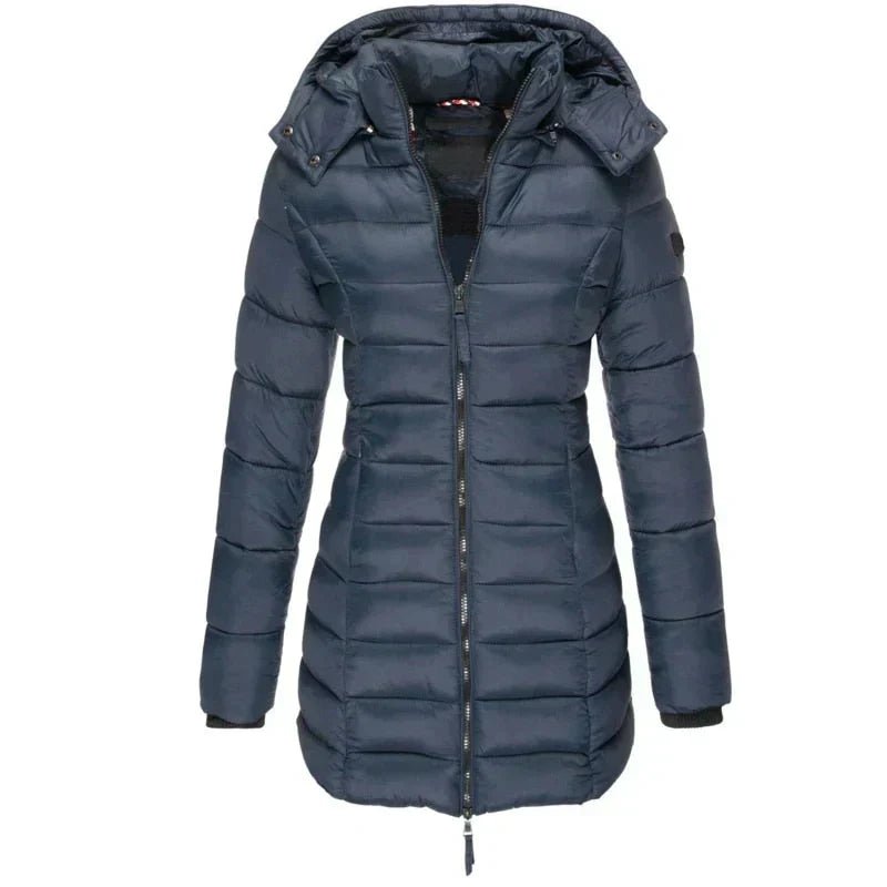 Kurtka Zimowa Damska | Pikowana z Odpinany Kapturem i Kieszeniami - Arkadya Outlet - Jackets