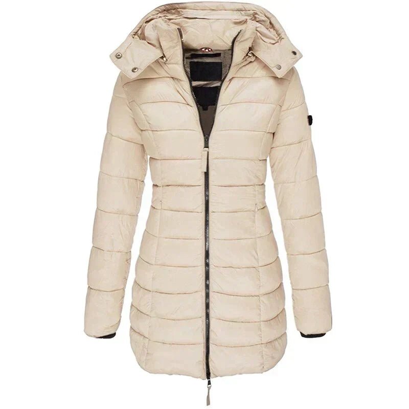 Kurtka Zimowa Damska | Pikowana z Odpinany Kapturem i Kieszeniami - Arkadya Outlet - Jackets