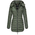 Kurtka Zimowa Damska | Pikowana z Odpinany Kapturem i Kieszeniami - Arkadya Outlet - Jackets