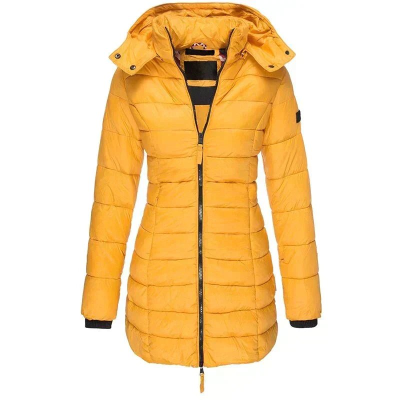 Kurtka Zimowa Damska | Pikowana z Odpinany Kapturem i Kieszeniami - Arkadya Outlet - Jackets
