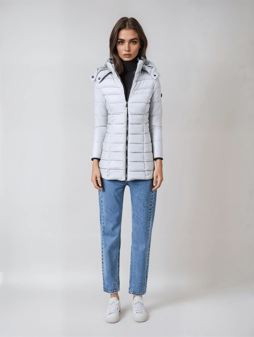 Kurtka Zimowa Damska | Pikowana z Odpinany Kapturem i Kieszeniami - Arkadya Outlet - Jackets