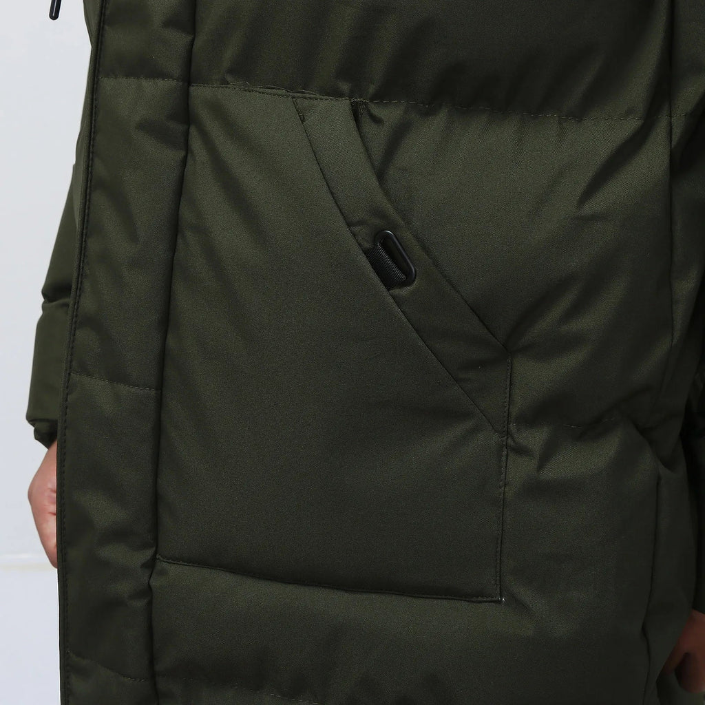 Kurtka Zimowa Męska | Długa z Odpinany Kapturem na Chłodne Dni - Arkadya Outlet - Jackets