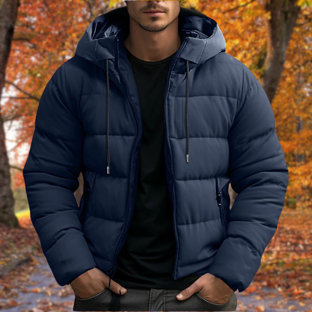 Kurtka Zimowa Męska | Dopasowany Krój z Regulowanym Kapturem - Arkadya Outlet - Jackets