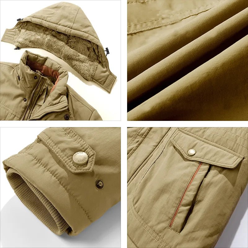 Kurtka Zimowa Męska | Odporna na Wiatr z Odpinanym Kapturem - Arkadya Outlet - Jackets