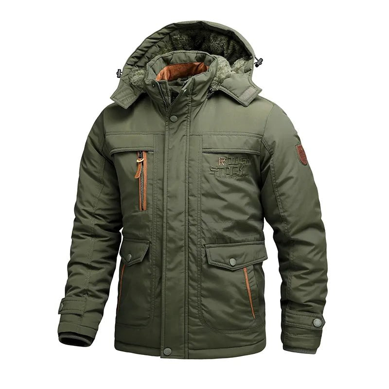 Kurtka Zimowa Męska | Odporna na Wiatr z Odpinanym Kapturem - Arkadya Outlet - Jackets