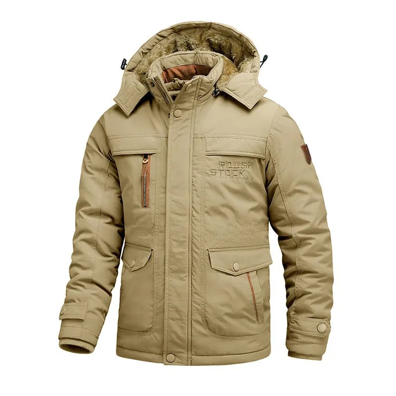 Kurtka Zimowa Męska | Odporna na Wiatr z Odpinanym Kapturem - Arkadya Outlet - Jackets