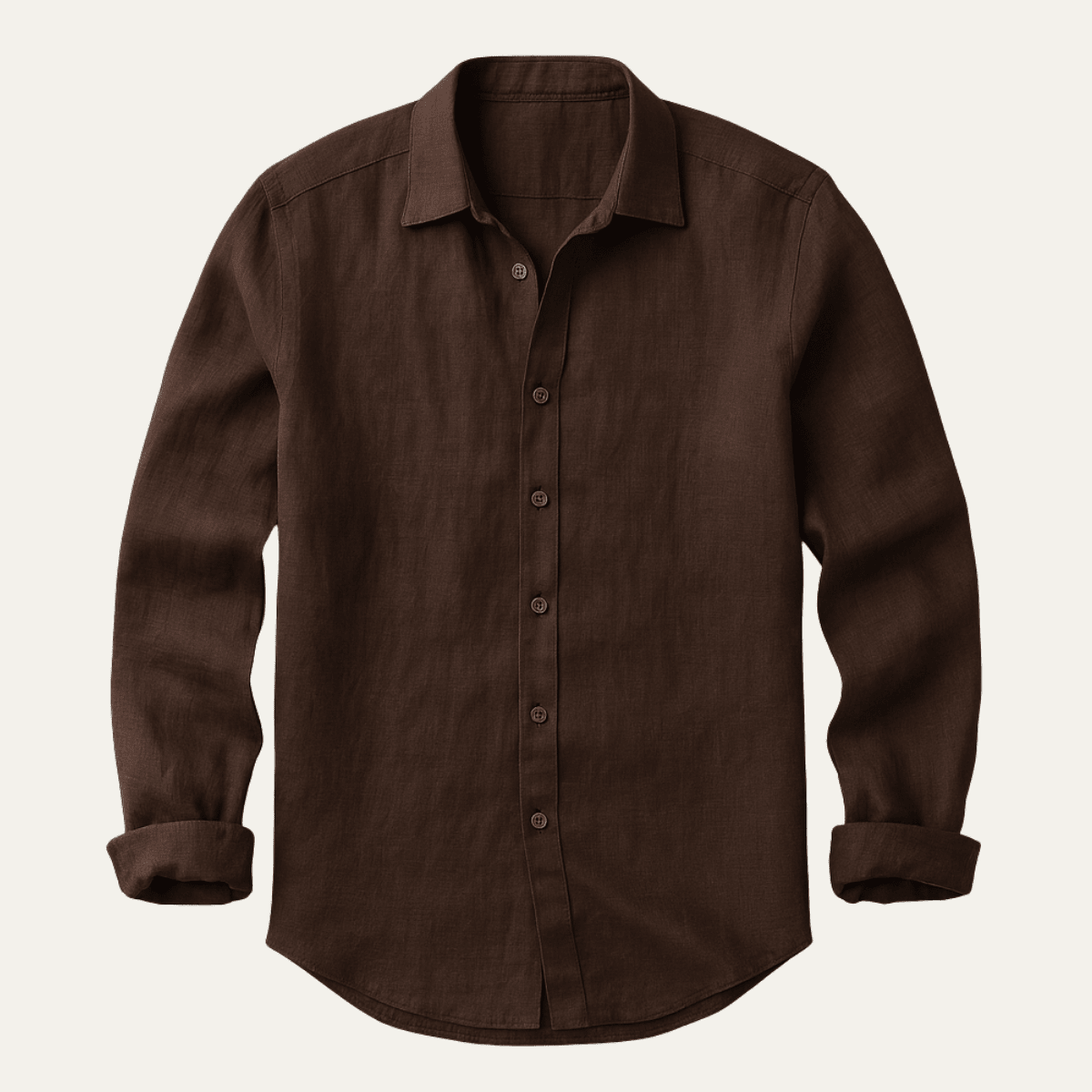 Lniana koszula męska długi rękaw – listwa guzikowa - Arkadya Outlet - Men Shirt
