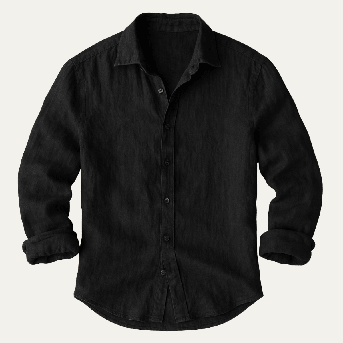 Lniana koszula męska długi rękaw – listwa guzikowa - Arkadya Outlet - Men Shirt