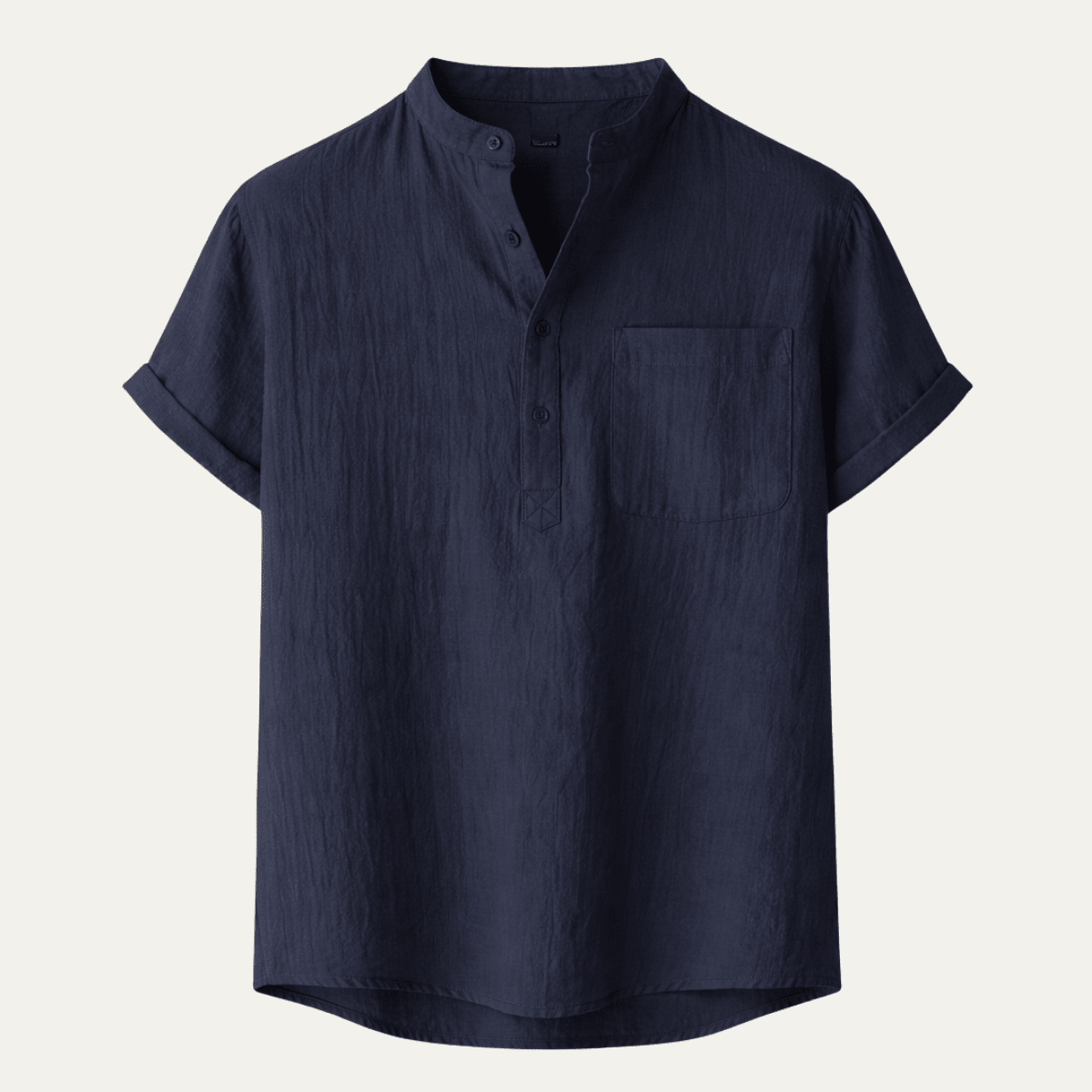 Lniana koszula męska krótki rękaw – luźny krój - Arkadya Outlet - Men Shirt