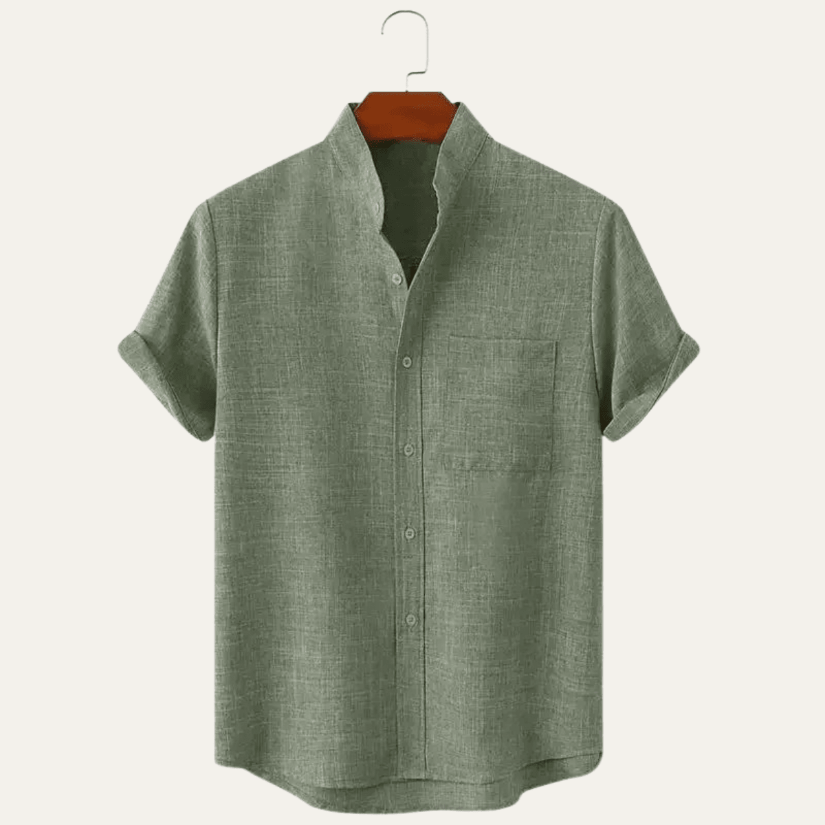 Lniana koszula męska krótki rękaw – luźny krój - Arkadya Outlet - Men Shirt