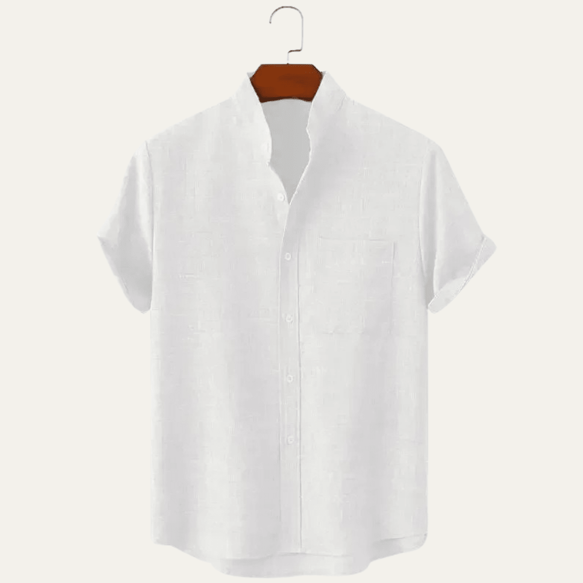Lniana koszula męska krótki rękaw – luźny krój - Arkadya Outlet - Men Shirt