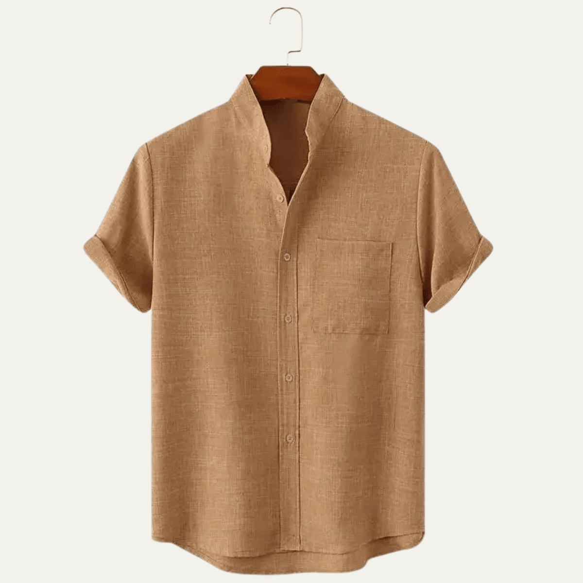Lniana koszula męska krótki rękaw – luźny krój - Arkadya Outlet - Men Shirt
