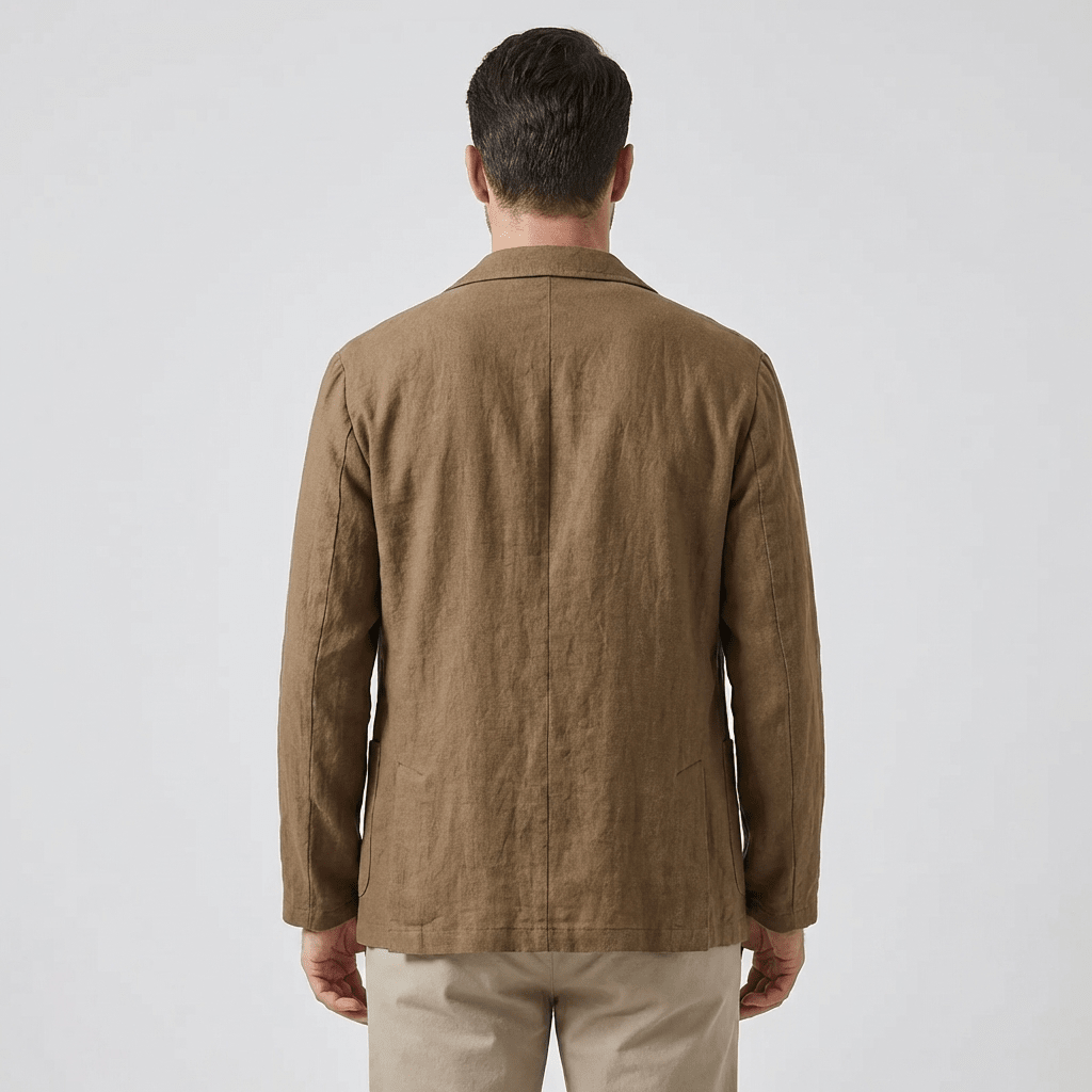 Lniana kurtka męska luźny krój – lekka konstrukcja - Arkadya Outlet - Men Jacket
