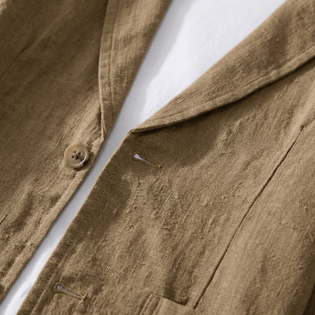 Lniana kurtka męska luźny krój – lekka konstrukcja - Arkadya Outlet - Men Jacket