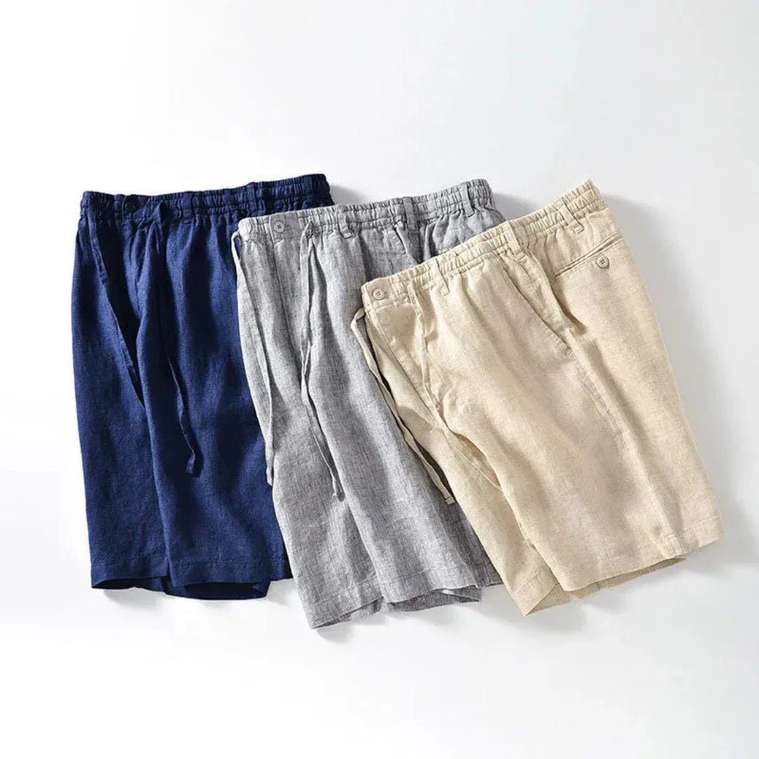 Lniane spodenki męskie – elastyczny pas, sznurek - Arkadya Outlet - Men Shorts