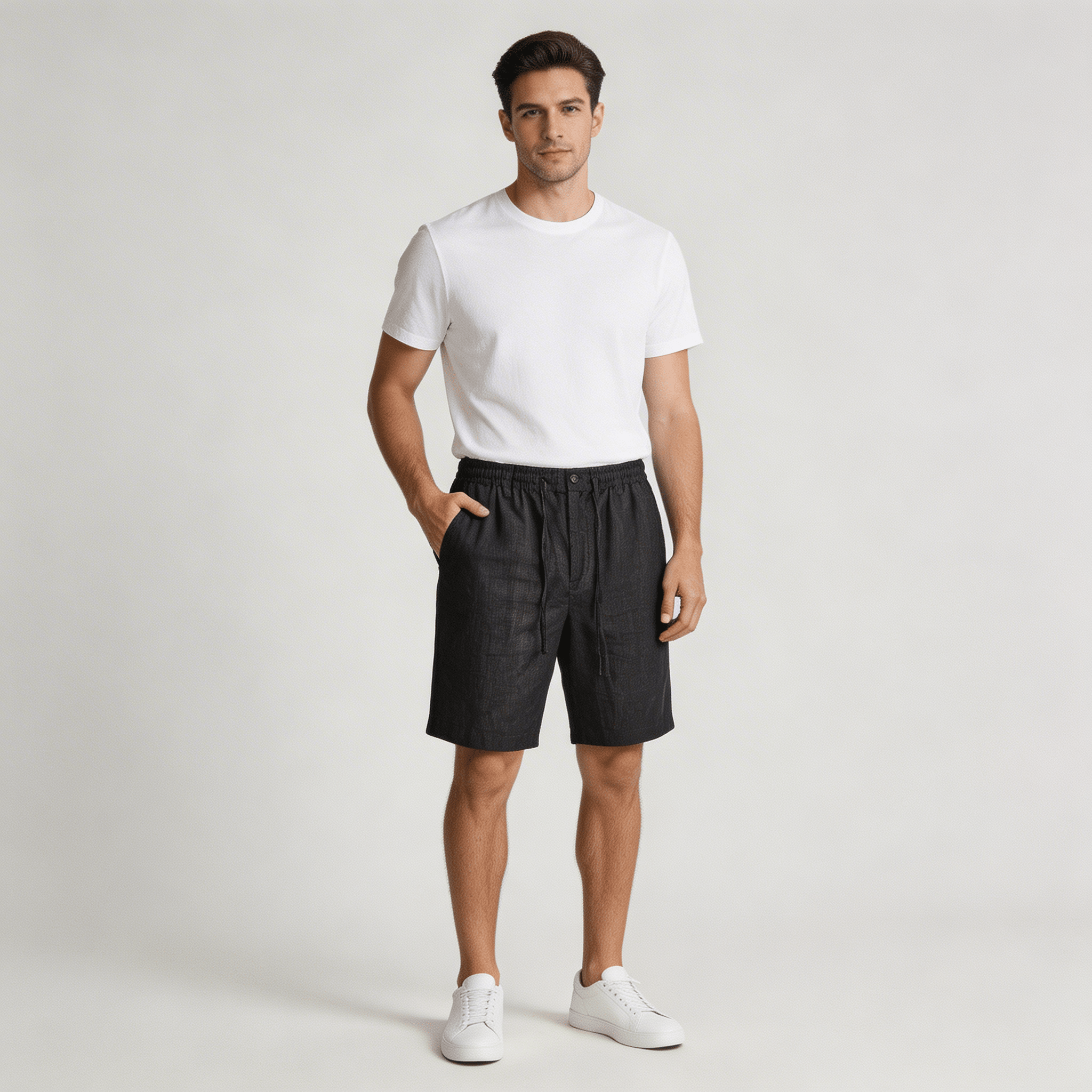 Lniane spodenki męskie – elastyczny pas, sznurek - Arkadya Outlet - Men Shorts