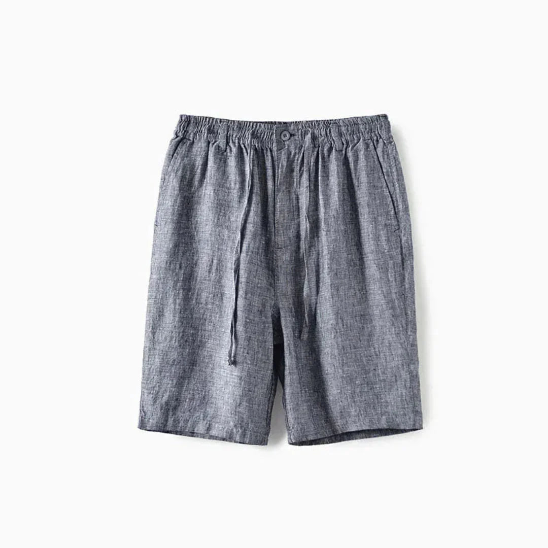 Lniane spodenki męskie – elastyczny pas, sznurek - Arkadya Outlet - Men Shorts