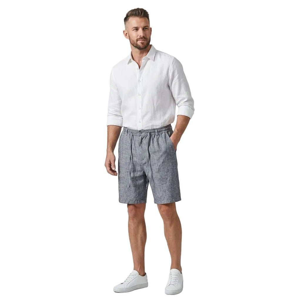 Lniane spodenki męskie – elastyczny pas, sznurek - Arkadya Outlet - Men Shorts