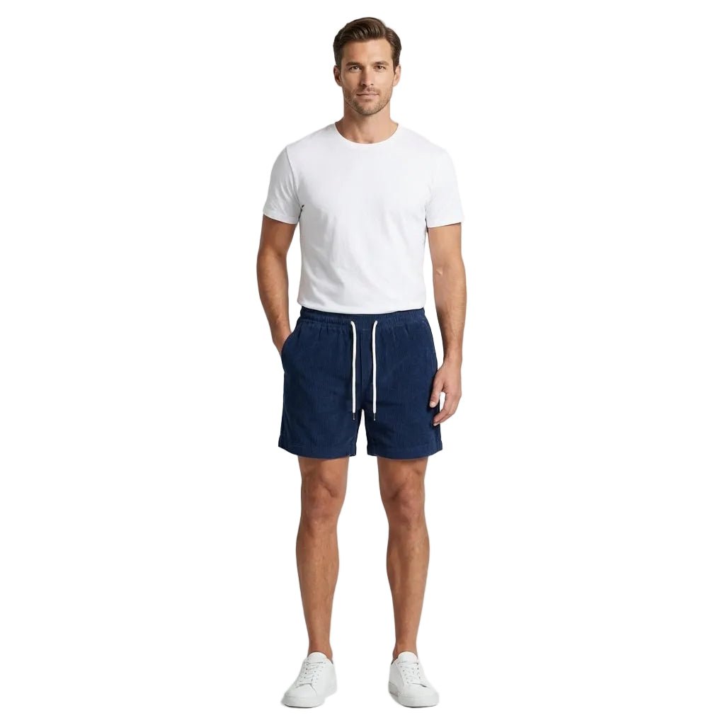 Lniane spodenki męskie – luźny krój, elastyczny pas - Arkadya Outlet - Men Shorts